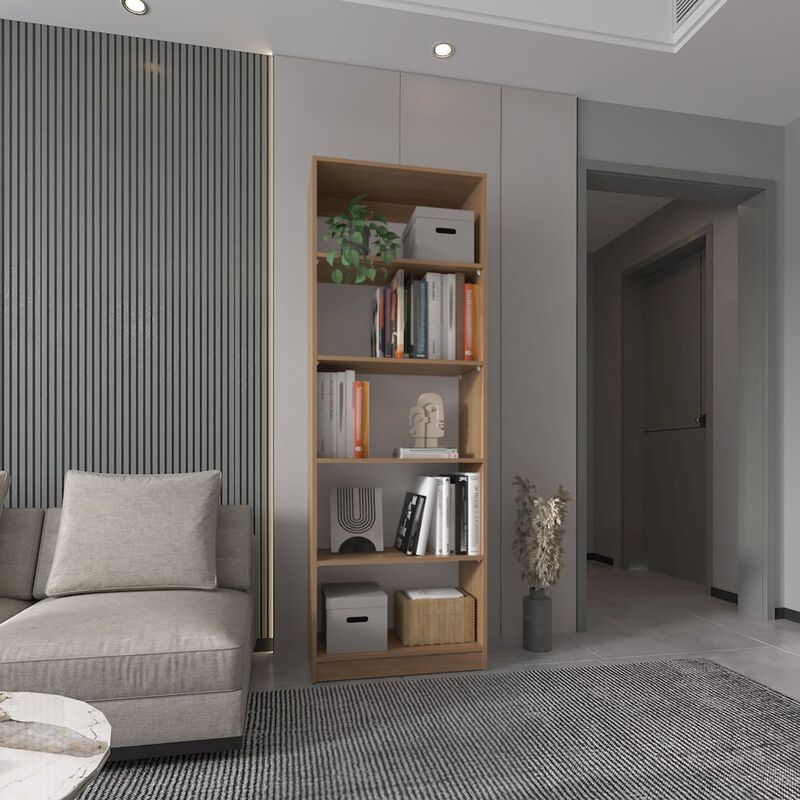 4-Tier Bookcase with Modern Storage for Books and Decor, Natural Oak / White