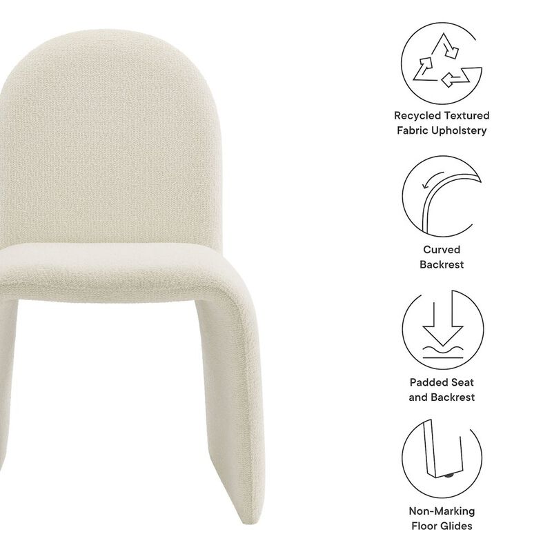 Junia Boucle Upholstered Arch Armless Dining Chair image number 1
