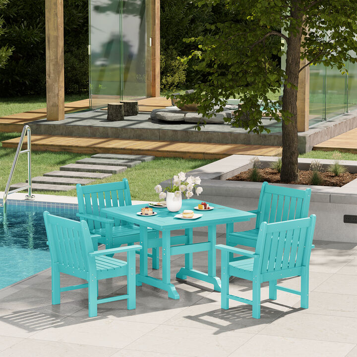 WestinTrends 5-Piece HDPE Outdoor Patio Chair and Square Table Dining Set