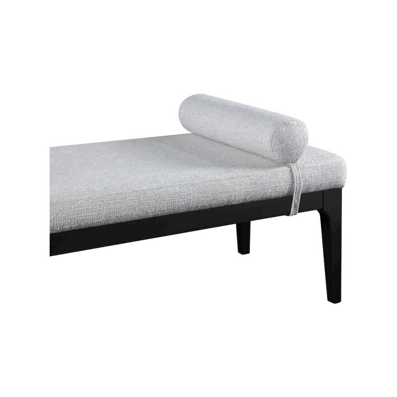 Meridian Furniture Priscilla Grey Linen Textured Fabric Bench