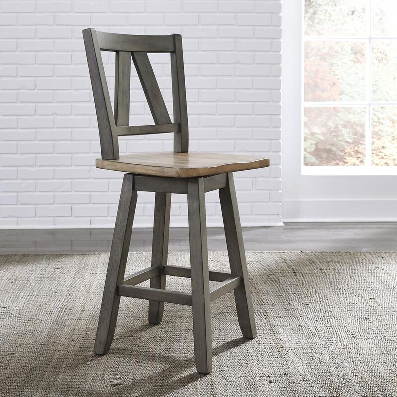 Liberty Furniture Lindsey Farm 5 Piece Gathering Table Set - Weathered White & Sandstone image number 7