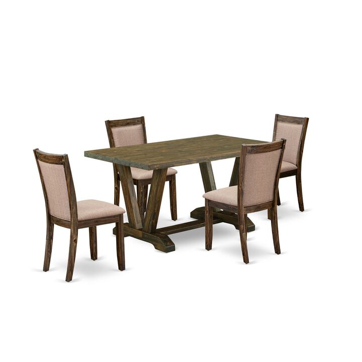 East West Furniture V776MZ716-5 5Pc Dining Set - Rectangular Table and 4 Parson Chairs - Multi-Color Color