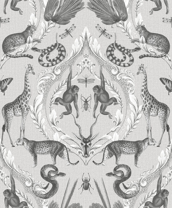 Bazaar Menagerie Silver Grey Wallpaper G78310