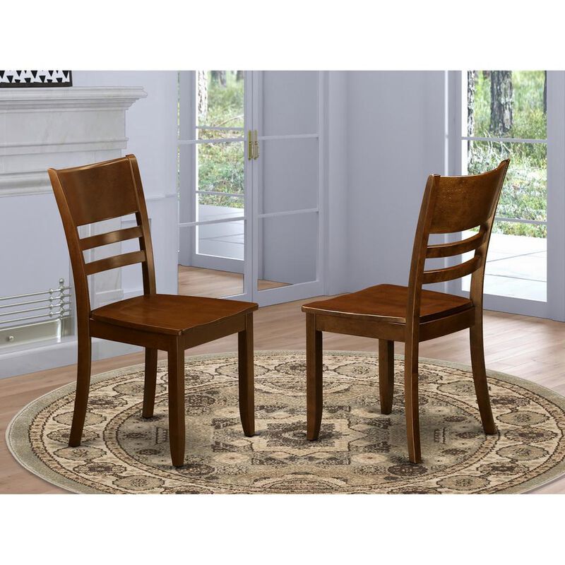 East West Furniture Lynfield  Dining  Chair  with  Wood  Seat  in  Espresso  Finish,  Set  of  2