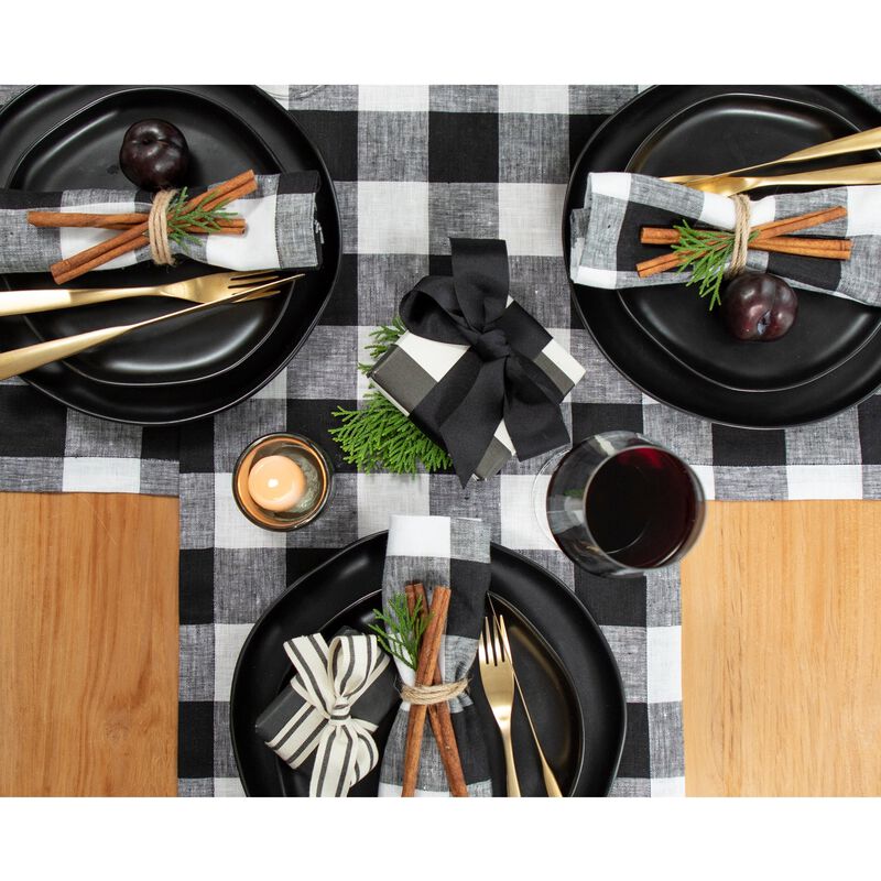 Solino Home 100% Pure Linen Table Runner - Buffalo Check