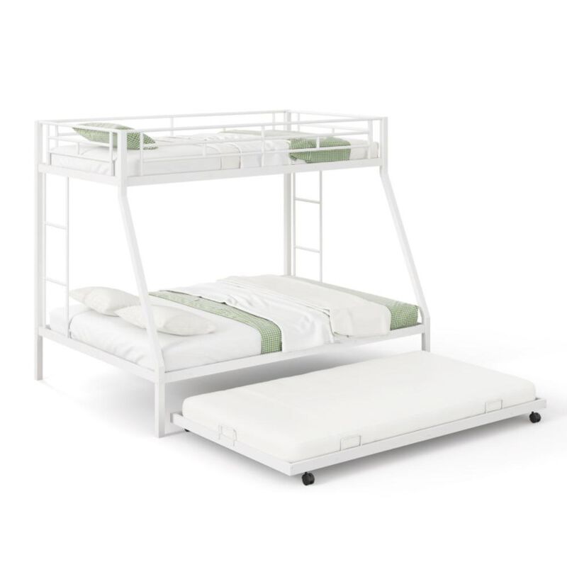 Hivvago Twin Over Full Bunk Bed Frame with Trundle for Guest Room