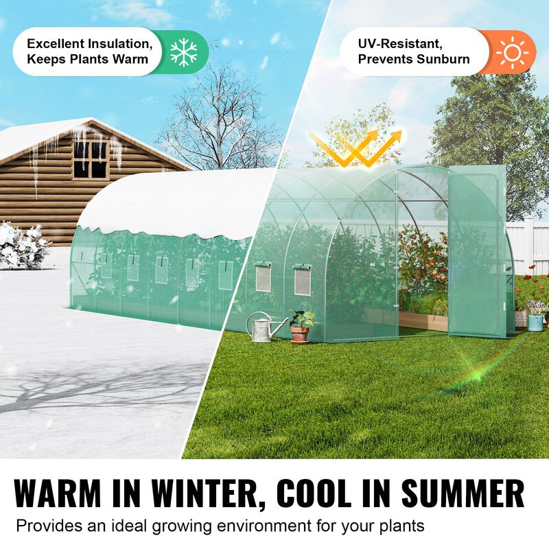 Galvanized Frame Walk-In Greenhouse with All-Weather PE Cover for Plants and Seedlings