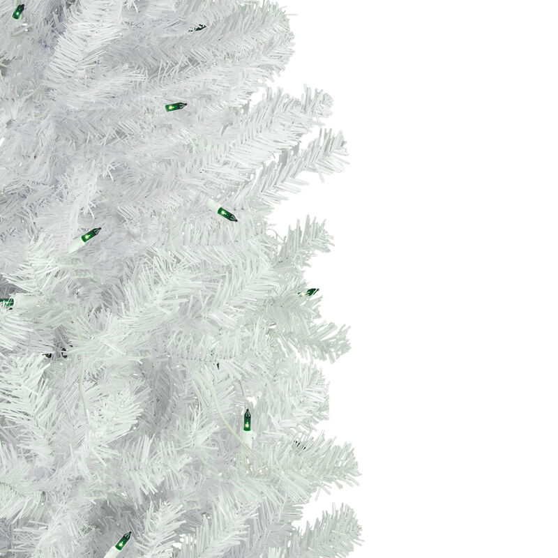 6.5' Pre-Lit Woodbury White Pine Pencil Artificial Christmas Tree  Green Lights