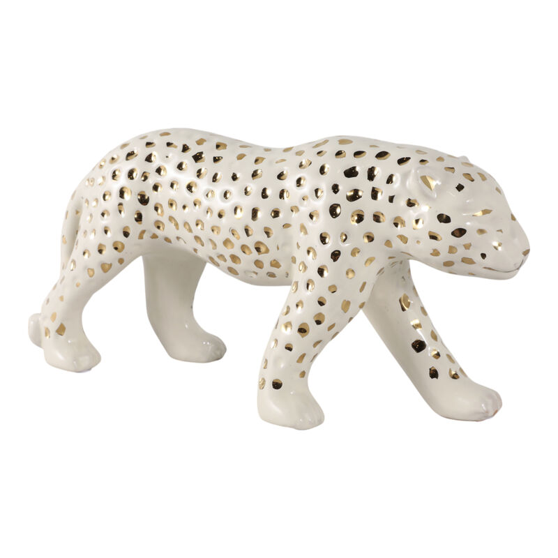 Walking Leopard, White/Gold image number 1