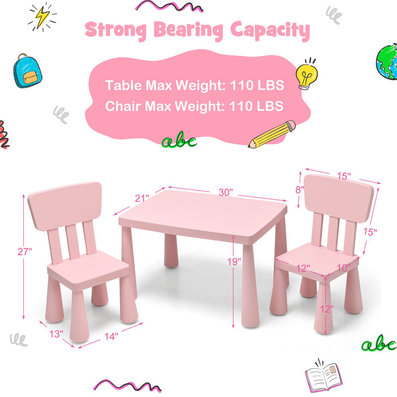 3 Pieces Toddler Multi Activity Play Dining Study Kids Table and Chair Set
