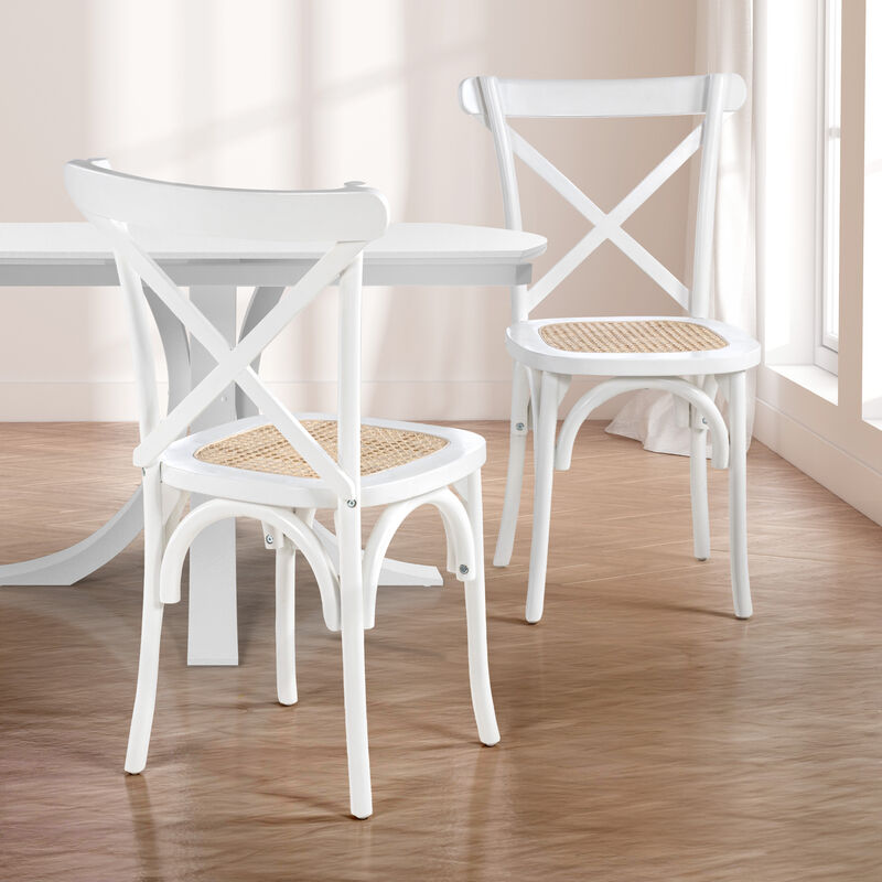 Cassis Classic Traditional X-Back Wood Rattan Dining Chair