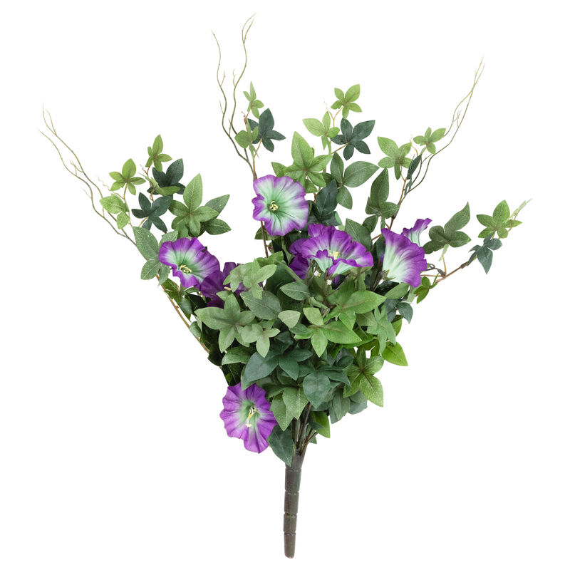 20" Purple Petunia UV Protected Artificial Hanging Floral Bush image number 2