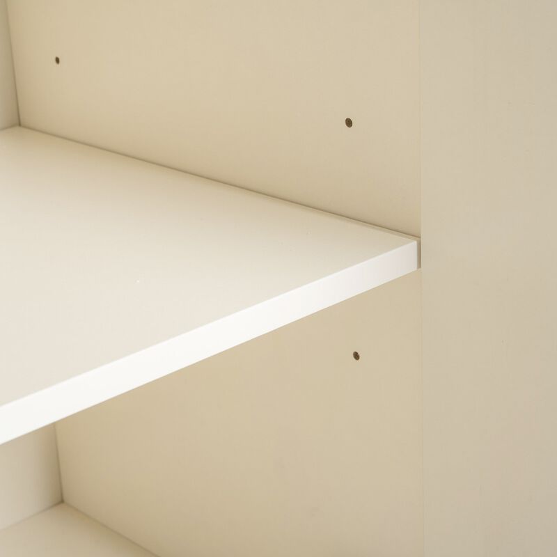 Clihome Elegant Curved Door Sideboard, 4-Door Storage Cabinet with Metal Legs for Dining and Living Room