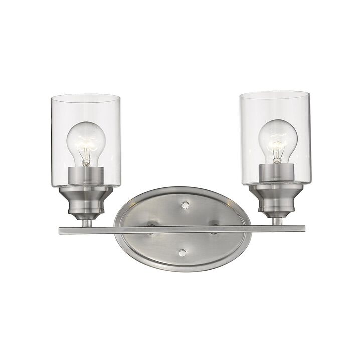 Hivvago Two Light Silver Wall Light with Clear Glass Shade