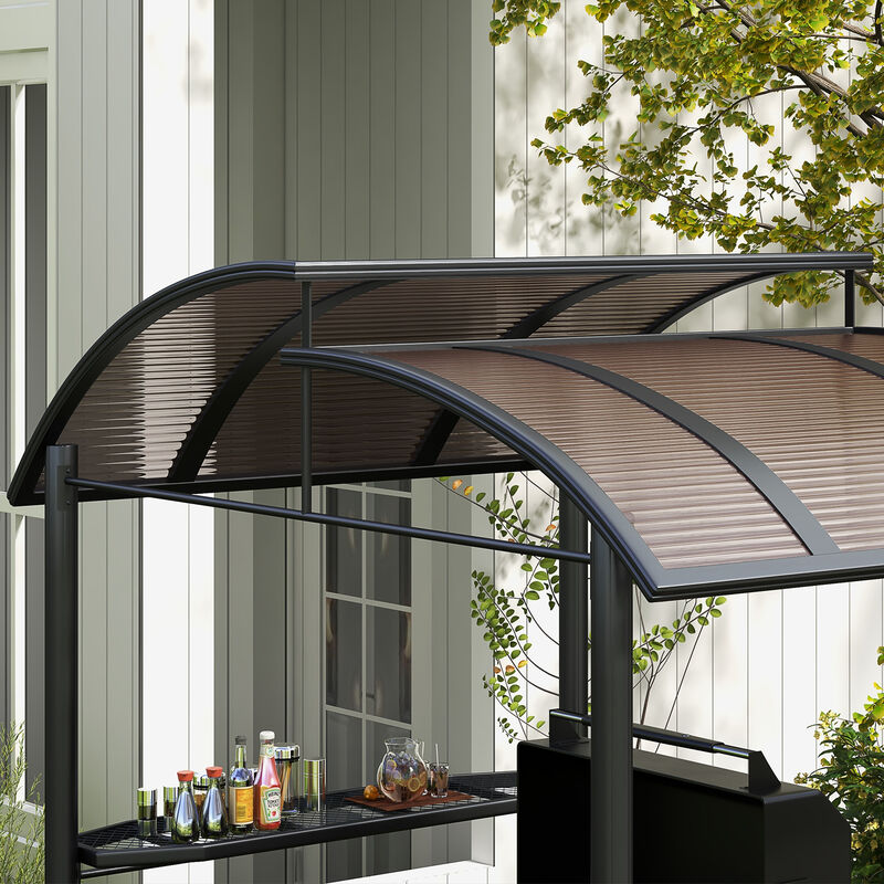 8' x 5' Outdoor Grill Gazebo BBQ Canopy with Vented PC Roof, Side Shleves