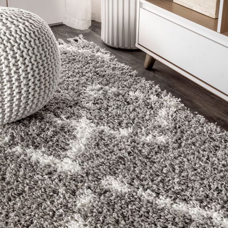 Mercer Shag Plush Tassel Moroccan Tribal Geometric Trellis Area Rug