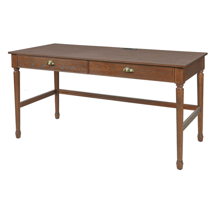 Merax Vintage MDF Writing Desk with Built-in Charging Station