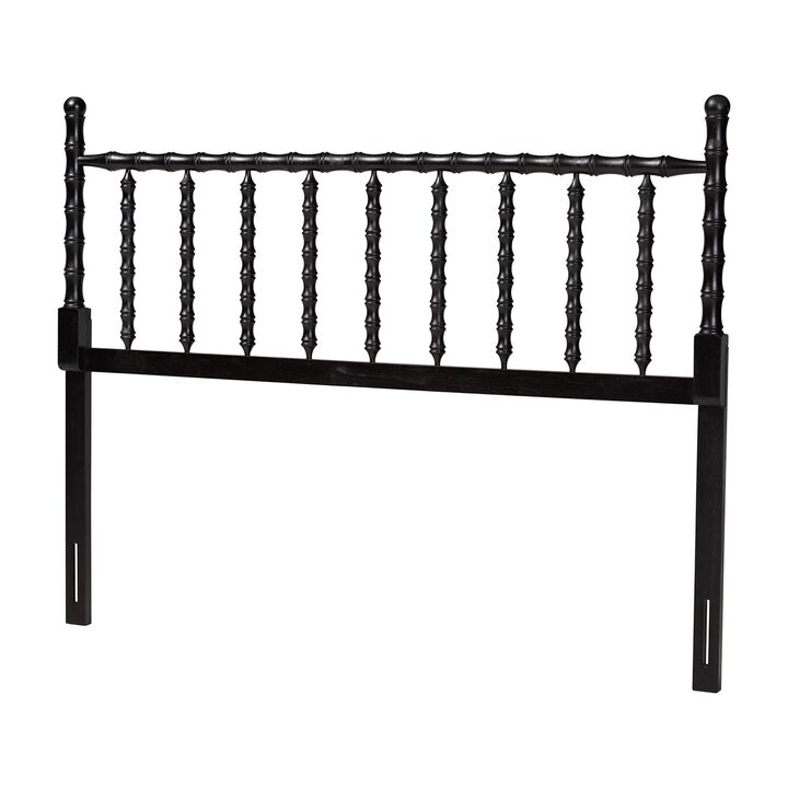 Baxton Studio Edaline Bamboo Motif Headboard - Crafted Wood Panel with Decorative Turned Spindle Design for Boho Costal Bedroom