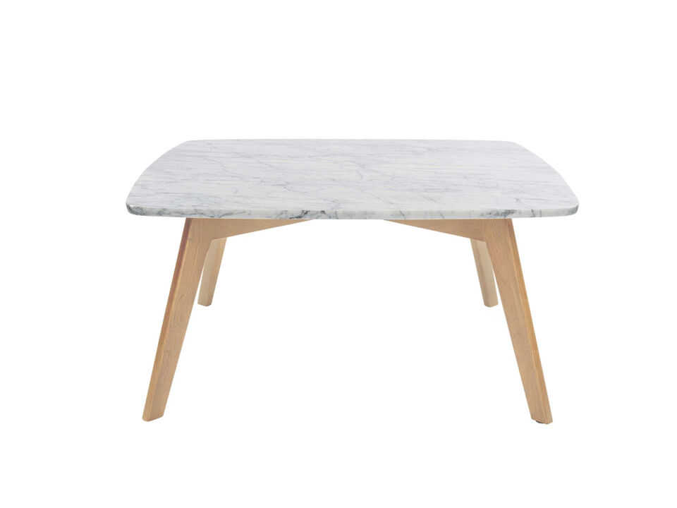 Vezzana 31" Square Italian Carrara White Marble Coffee Table with Legs