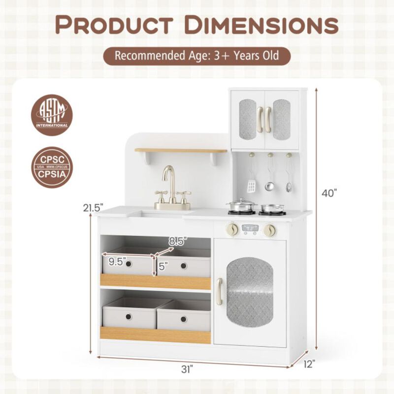 Hivvago Kids Kitchen Playset with Cooking Accessories and Toy Cuttable Veggies