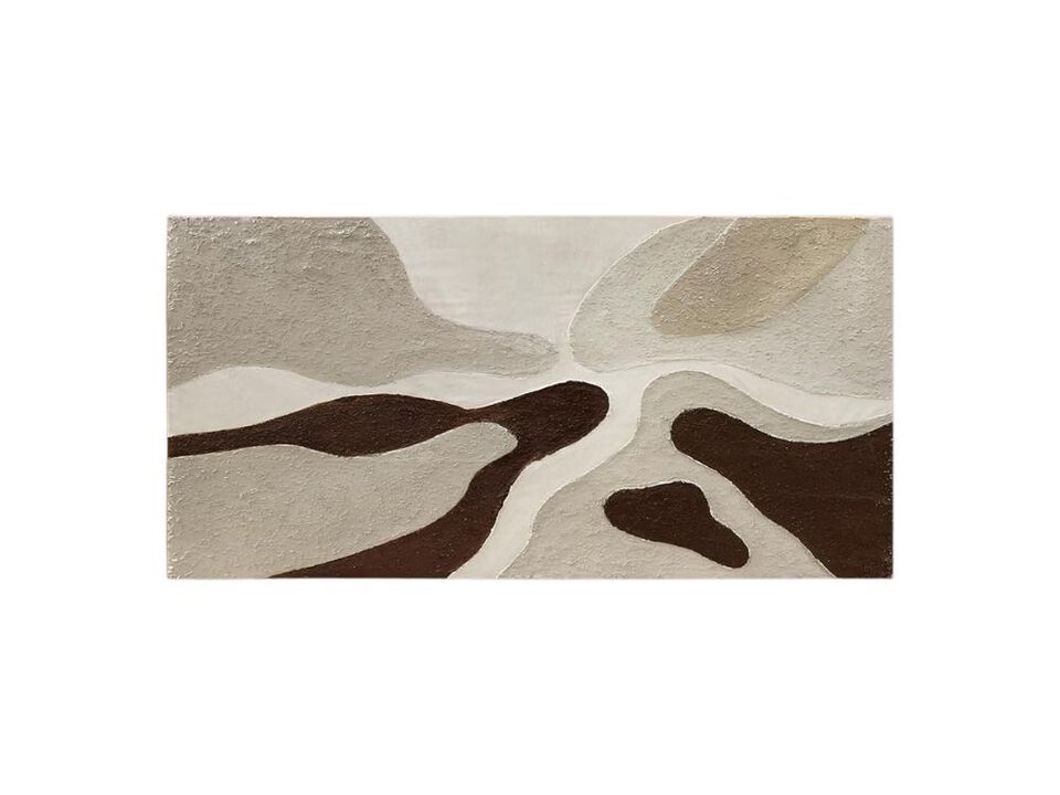 Hand Painted Abstract Canvas Art Neutral Beige Brown Modern Wall Decor