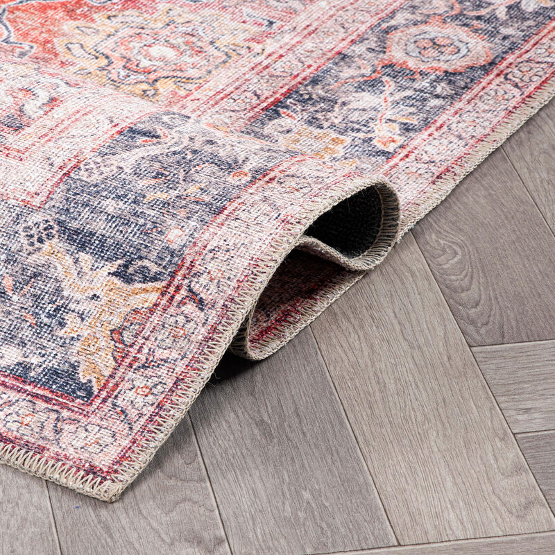 World Rug Gallery Vintage Bordered Machine Washable Non Slip Area Rug:  Flat Pile,  Stain & Water Resistant image number 3