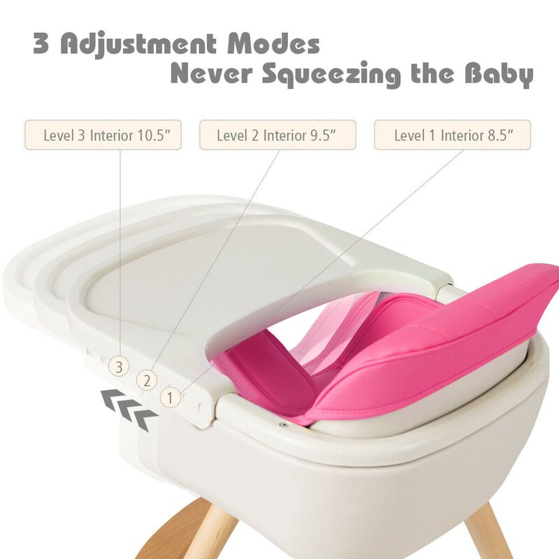 3-in-1 Convertible Wooden High Chair with Cushion