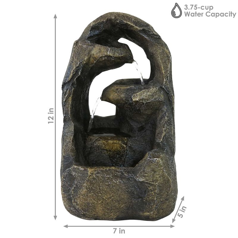 Sunnydaze Cavernous Rock Tiers Resin Indoor Water Fountain - 12 in