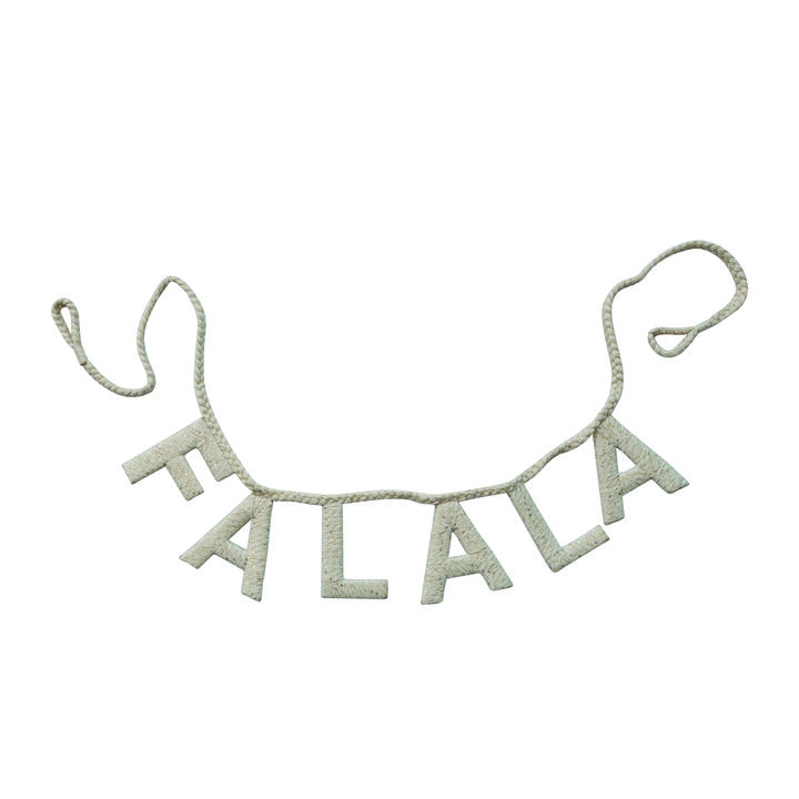 Handmade Cotton Blend Braided Holiday Garland with Sequins "FALALA", Natural
