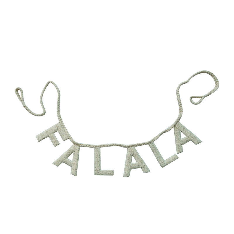 Handmade Cotton Blend Braided Holiday Garland with Sequins "FALALA", Natural image number 0