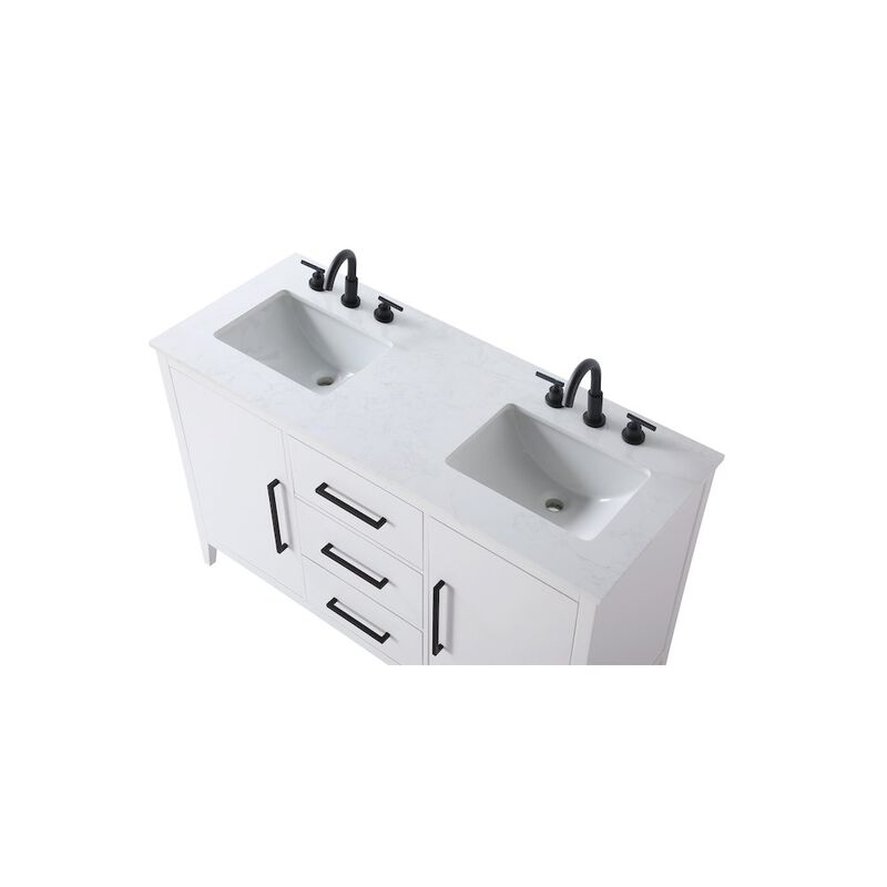 Elegant Kitchen and Bath 54 Inch Double Bathroom Vanity In White
