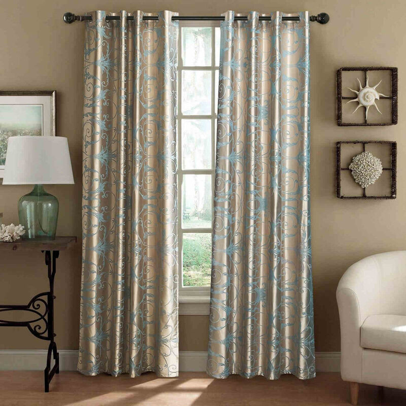 Dolce Mela Curtains Damask Jacquard Grommet Semi-Blackout