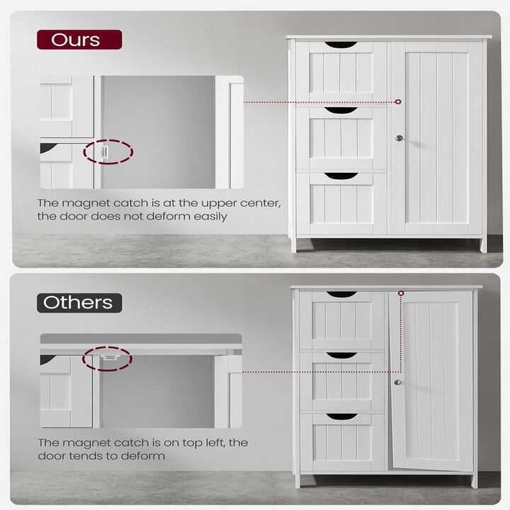 Bathroom Floor Storage Cabinet with 3 Drawers for Towels, Toiletries, or Supplies