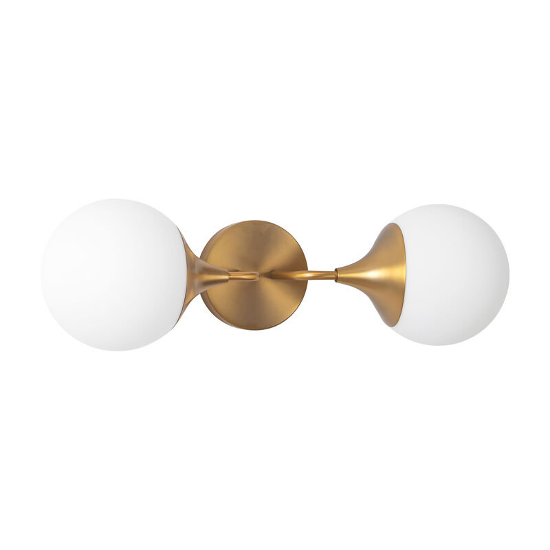 Nouveau 19-in Aged Gold/Opal Matte Glass 2 Lights Damp-Rated Wall/Vanity Light image number 2