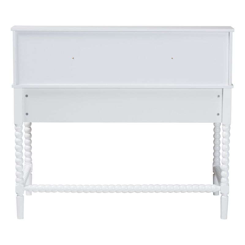 Baxton Studio Archwood Writing Desk with Hutch - 3-Drawer Wood Desk with Bobbin Design for Home Office or Bedroom Workspace, White image number 5