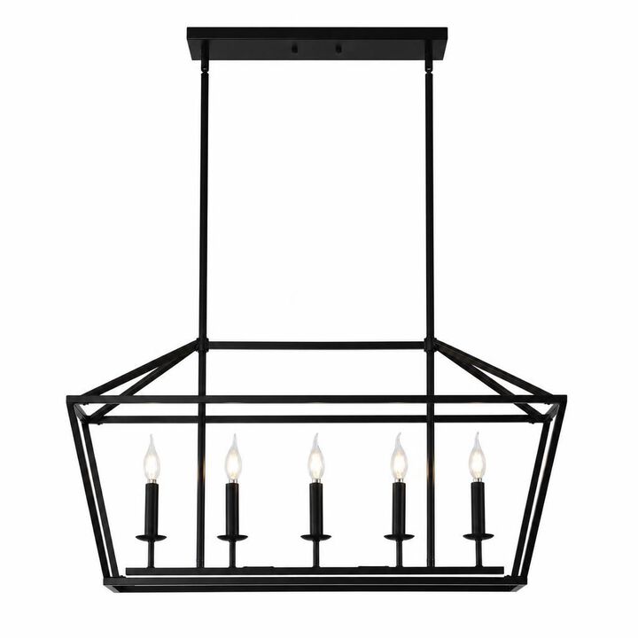 ELEMENT ACE 5-Light Industrial Farmhouse Linear Chandelier Pendant Light Fixture for Dining Room Kitchen Island Living Room Hallway