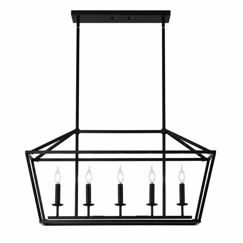 ELEMENT ACE 5-Light Industrial Farmhouse Linear Chandelier Pendant Light Fixture for Dining Room Kitchen Island Living Room Hallway image number 0