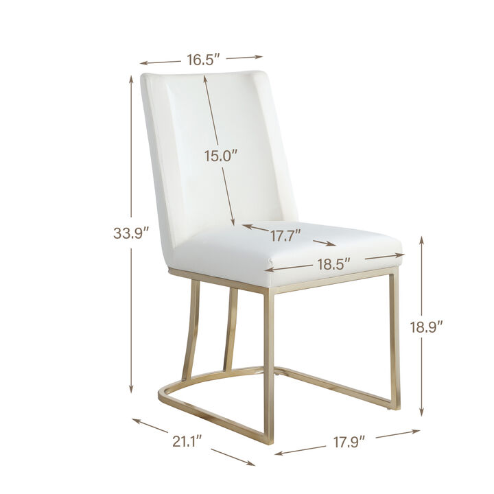 Dining Chairs, Velvet Upholstered Side Chair, Gold Metal Legs (Set of 2) - Gray