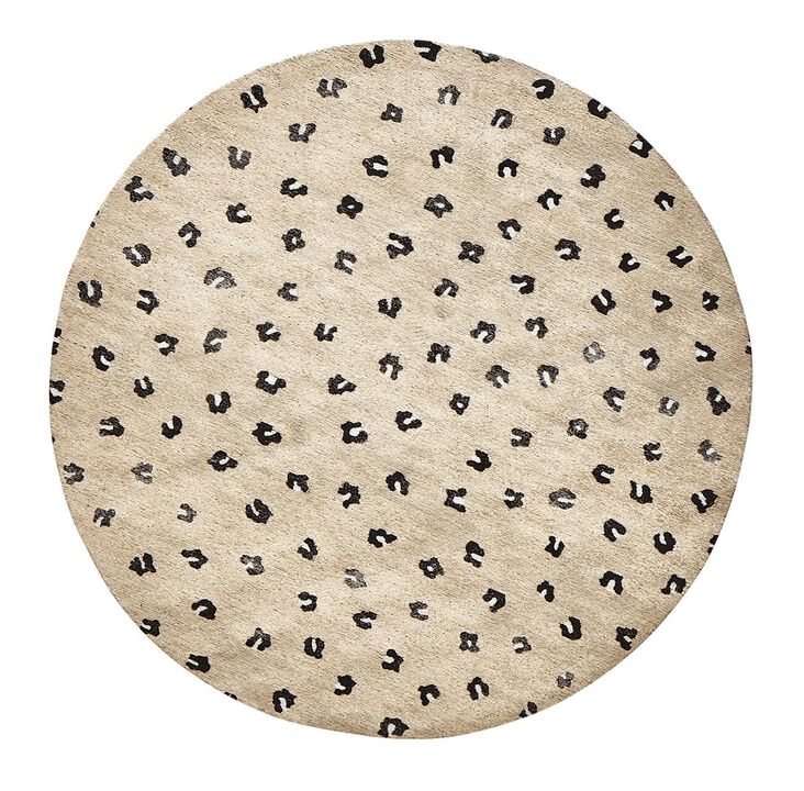 Candice Beige Round Leopard Animal Print Rug
