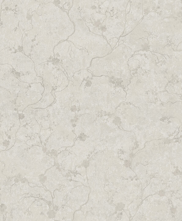 Mahina Silver Floral Vine Wallpaper