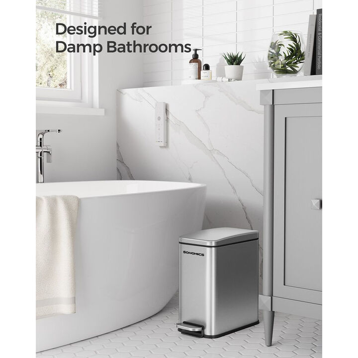 Small Garbage Can with Lid – 2.6-Gallon Capacity, Great for Bathrooms, Apartments, or Corner Spaces