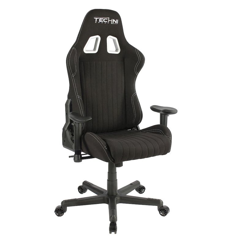 Techni Sport Fabric Ergonomic High Back Racer Style PC Gaming Chair, Black