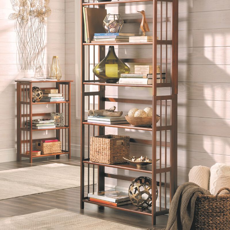Casual Home 3-Shelf Stackable 27.5" Wide-Chestnut fold Bookcase