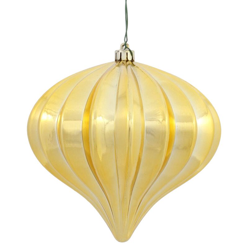Vickerman 5.7" Gold Shiny Onion Christmas Ornament, UV Treated, Set of 3 image number 0