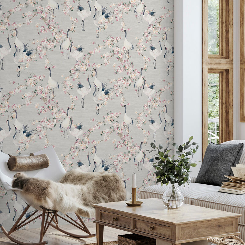 Harumi Light Grey Blossom Wallpaper image number 5