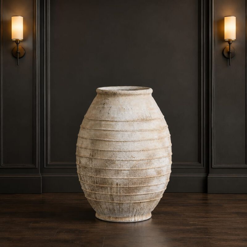 WOW PIONEER Large Decorative Ridged Flower Pot with Distressed Finish for Large Plants or Small Trees in Home and Garden Spaces image number 2