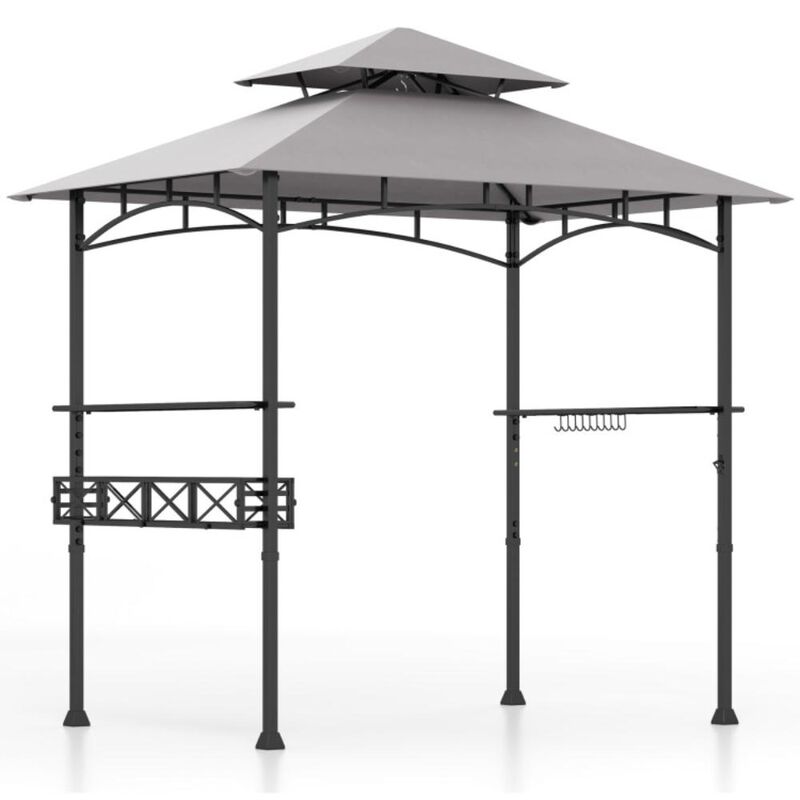 Hivvago 8 x 5 FT Outdoor Grill Gazebo with 2 Side Shelves and 20 Hooks