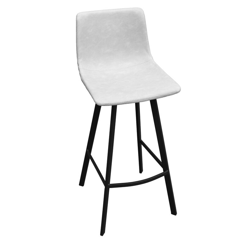 LeisureMod Elland Modern Upholstered Leather Bar Stool with Iron Legs & Footrest &ndash; Stylish and Durable Seating for Kitchen or Bar