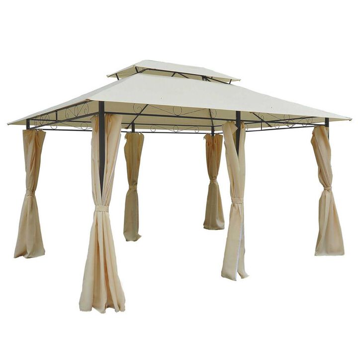 Hivvago 10' x 13' Outdoor Patio Gazebo with Curtains & Vented Roof