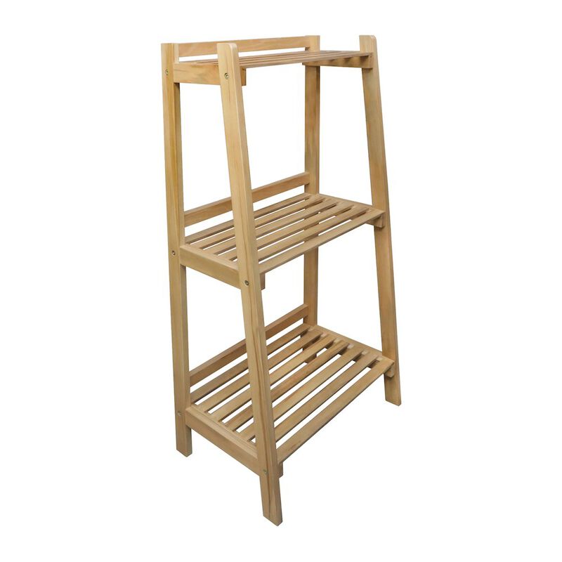 Woodhaven Slatted 3-Shelf Ladder Bookcase with Solid American Gum